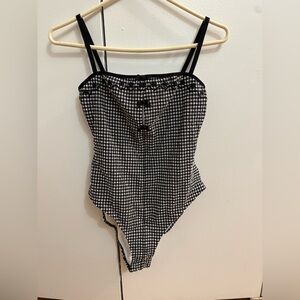 Doen Black and White Gingham Swimsuit